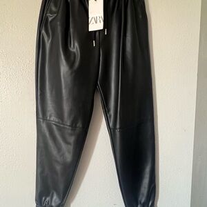 Zara Black Leather-Style Pants